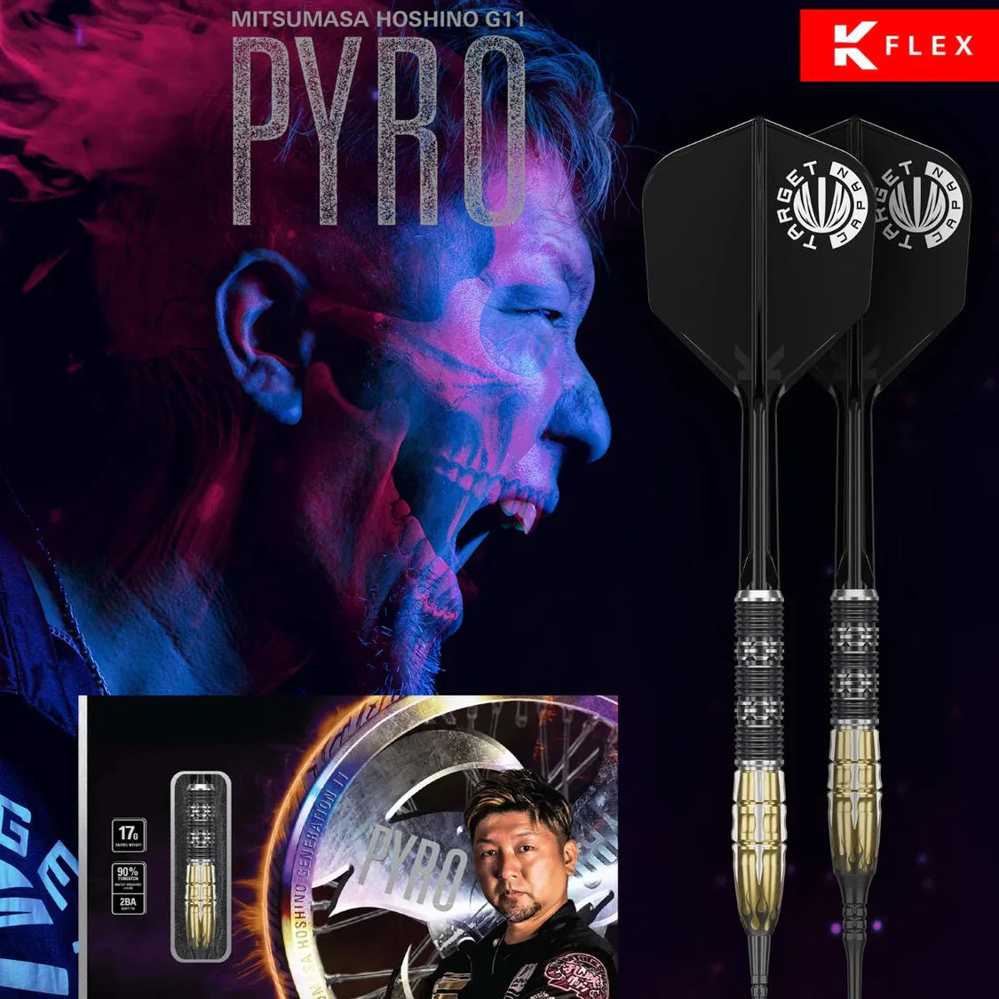 TARGET JAPAN MITSUMASA HOSHINO PYRO GEN 11 90% SP STEEL TIP DARTS