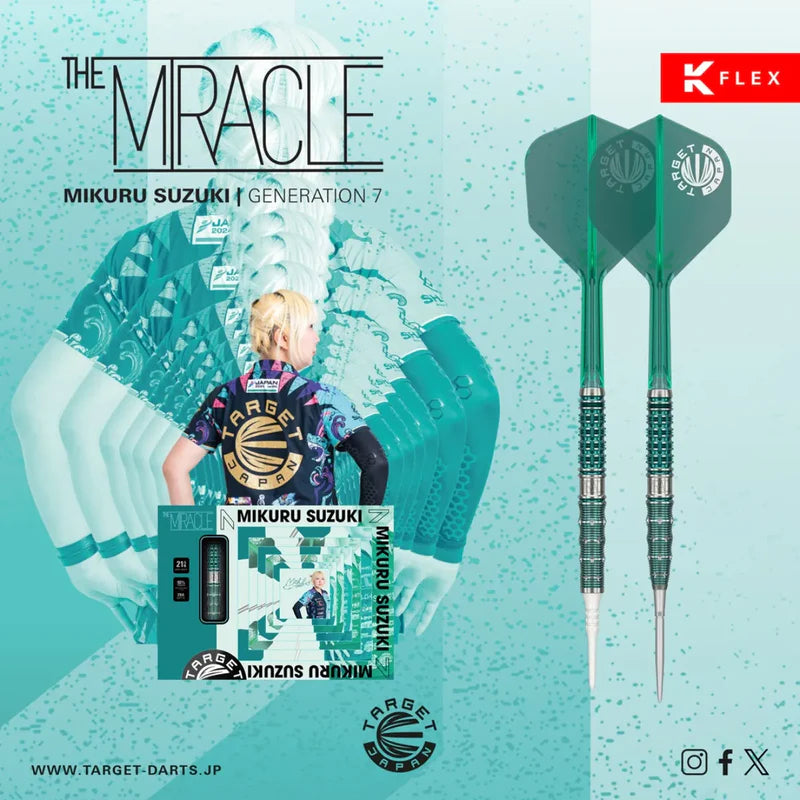 TARGET JAPAN MIKURU SUZUKI THE MIRACLE G7 95% SP STEEL TIPS DARTS