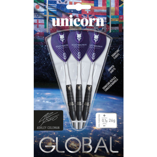UNICORN ASHLEY COLEMAN 'THE PRINCE OF DARKNESS' 26G 90% STEEL TIP DARTS