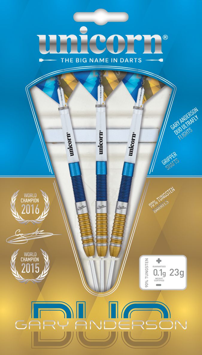 UNICORN GARY ANDERSON DUO 90% STEEL TIP DARTS