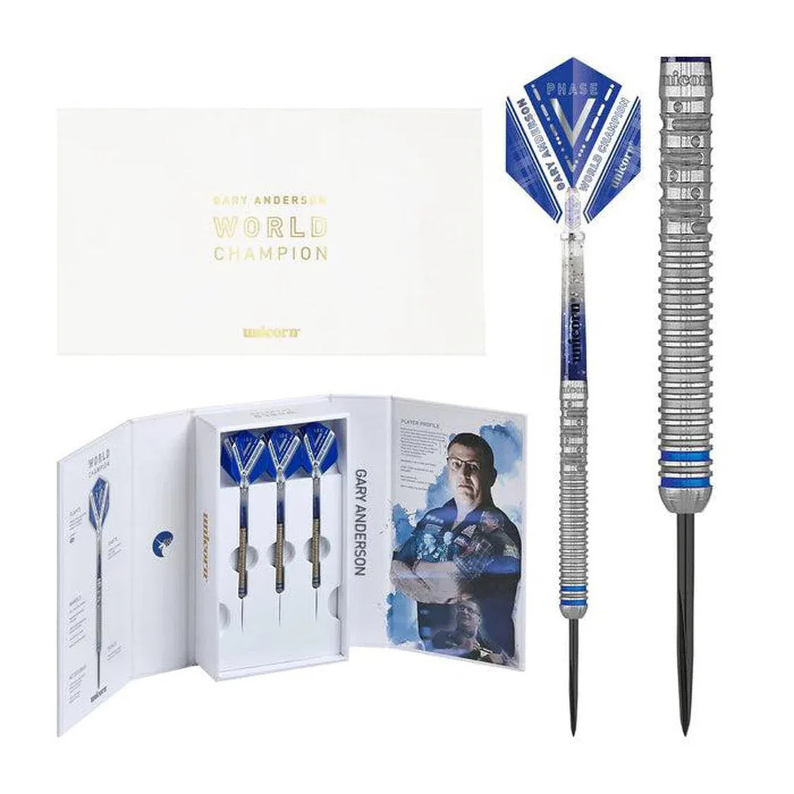 UNICORN GARY ANDERSON WORLD CHAMPION PHASE 5 90% STEEL TIP DARTS