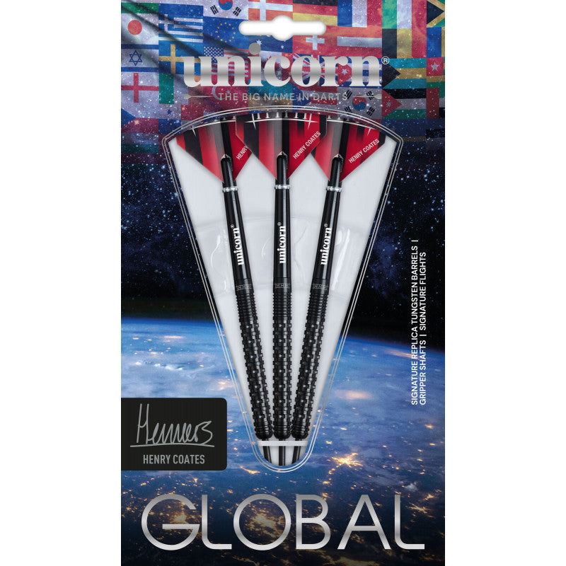 UNICORN HENRY COATES PHASE 2 90% TUNGSTEN 22G STEEL TIP DARTS SINGLE BARREL FULL SETUP VERTICAL