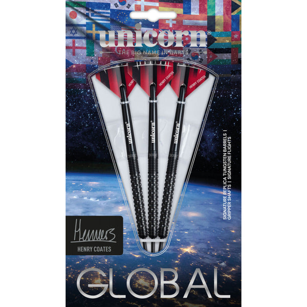 UNICORN HENRY COATES PHASE 2 90% TUNGSTEN 22G STEEL TIP DARTS SINGLE BARREL FULL SETUP VERTICAL