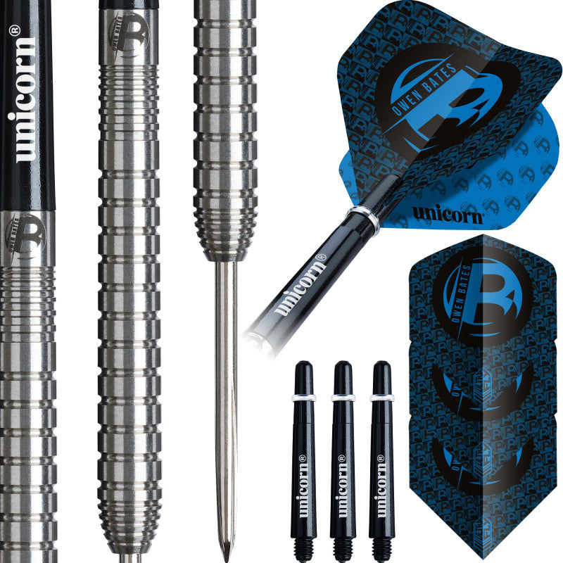 UNICORN OWEN BATES 90% 24G STEEL TIP DARTS FULL SETUP