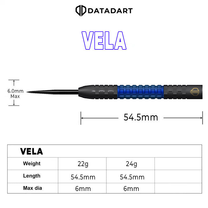 DATADART VELA 90% TUNGSTEN STEEL TIP DARTS