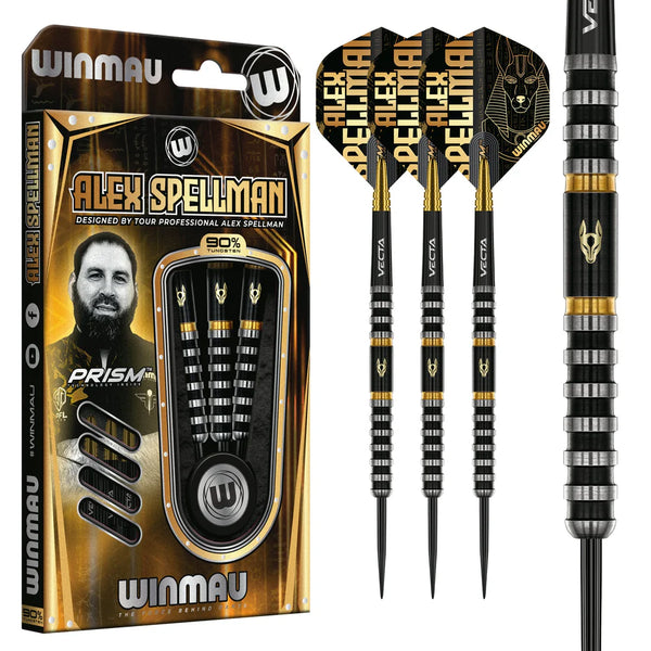 WINMAU ALEX SPELLMAN SIGNATURE SERIES 1 90% STEEL TIPS DARTS