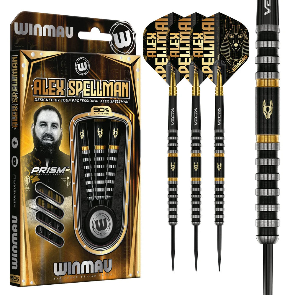 WINMAU ALEX SPELLMAN SIGNATURE SERIES 1 90% STEEL TIPS DARTS BARRELS