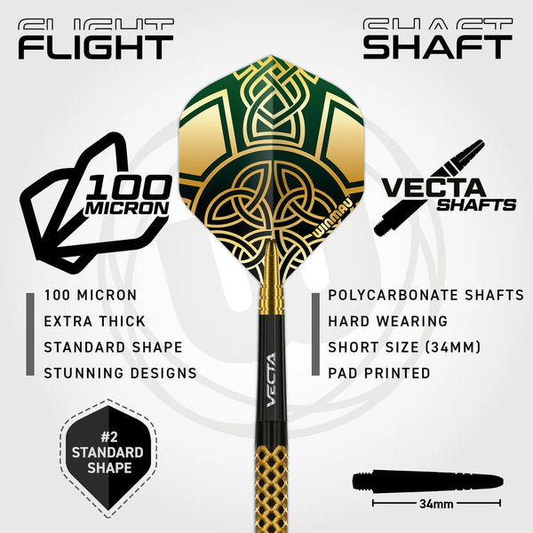 WINMAU BRENDAN DOLAN SIGNATURE SERIES 1 90% STEEL TIP DARTS FLIGHT AND SHAFT