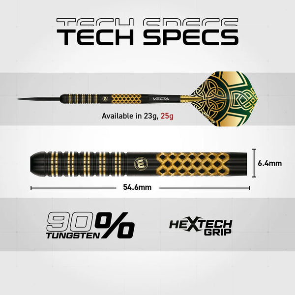 WINMAU BRENDAN DOLAN SIGNATURE SERIES 1 90% STEEL TIP DARTS TECH SPECS