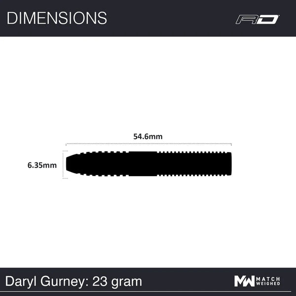 WINMAU DARYL GURNEY SC 1.0 SERIES 23G 90% STEEL TIP DARTS DIMENSIONS