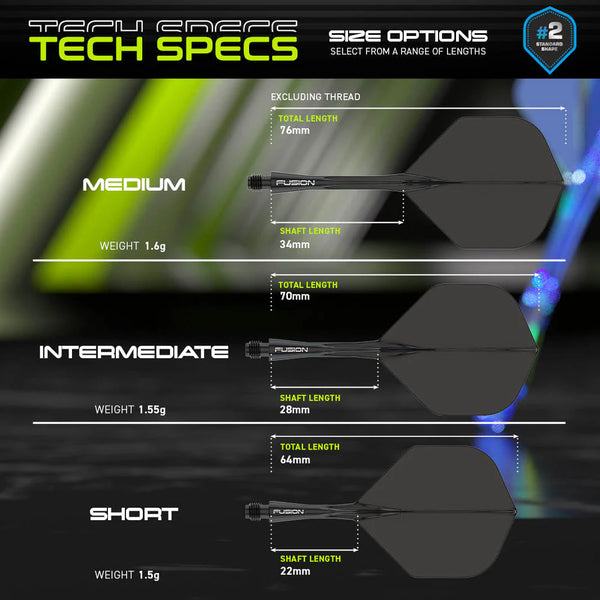 WINMAU FUSION NO.2 INTEGRATED FLIGHT & SHAFT - BLACK