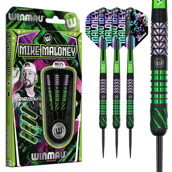 WINMAU MIKE MALONEY SIGNATURE SERIES 1 90% STEEL TIP DARTS