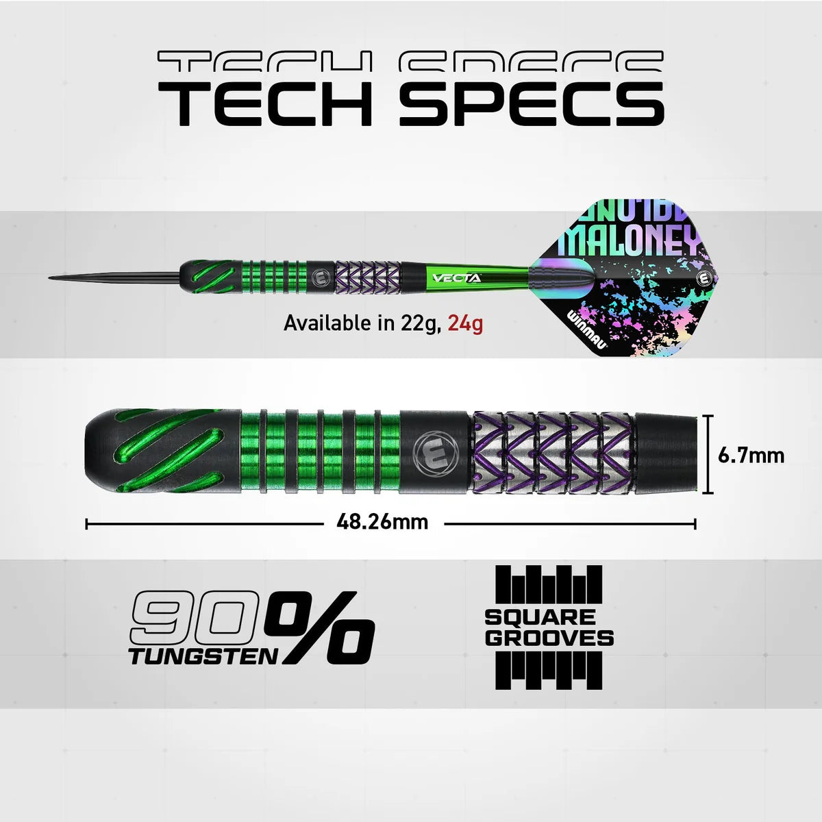 WINMAU MIKE MALONEY SIGNATURE SERIES 1 90% STEEL TIP DARTS