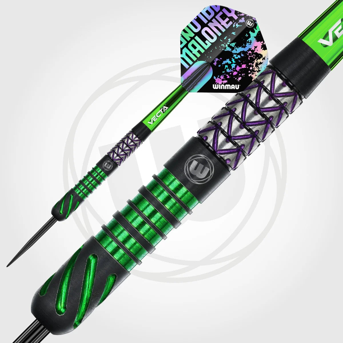 WINMAU MIKE MALONEY SIGNATURE SERIES 1 90% STEEL TIP DARTS BARREL CLOSEUP