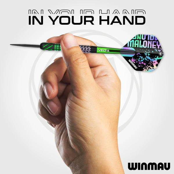 WINMAU MIKE MALONEY SIGNATURE SERIES 1 90% STEEL TIP DARTS IN YOUR HAND