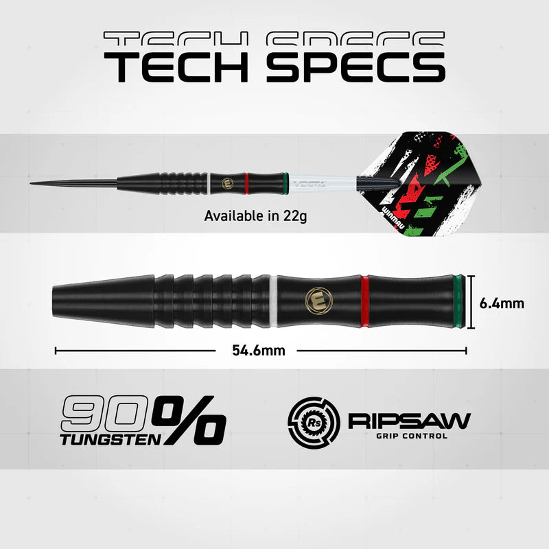 WINMAU PETER WACHIURI 22G 90% STEEL TIP DARTS TECH SPECS