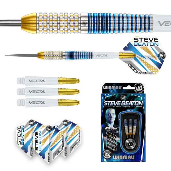 WINMAU STEVE BEATON LEGACY EDITION 90% STEEL TIP DARTS CONTENTS